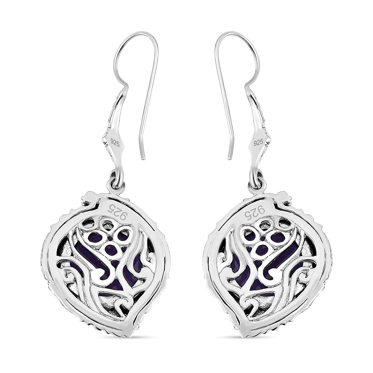 Bali Legacy Purple Jade (D) Dragon Earrings in Sterling Silver 26.25 ctw image number 3