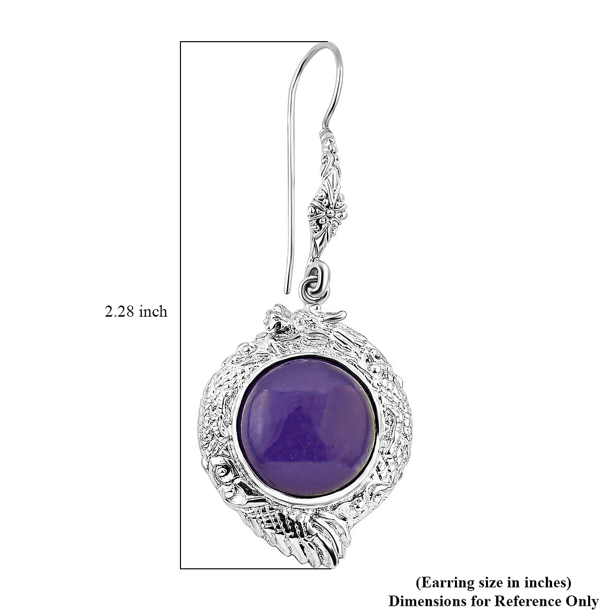 Bali Legacy Purple Jade (D) Dragon Earrings in Sterling Silver 26.25 ctw image number 4