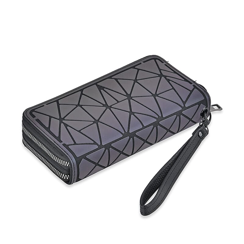 Gradient Color Geometric Faux Leather Reflective Wallet