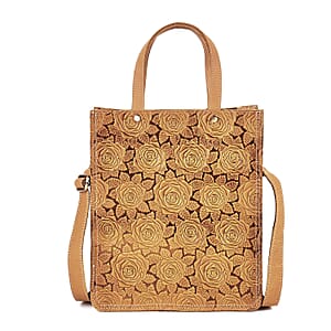 Italy Retro Noble Collection Yellow Genuine Leather Crossbody Bag With Handle Drop and Shoulder Strap