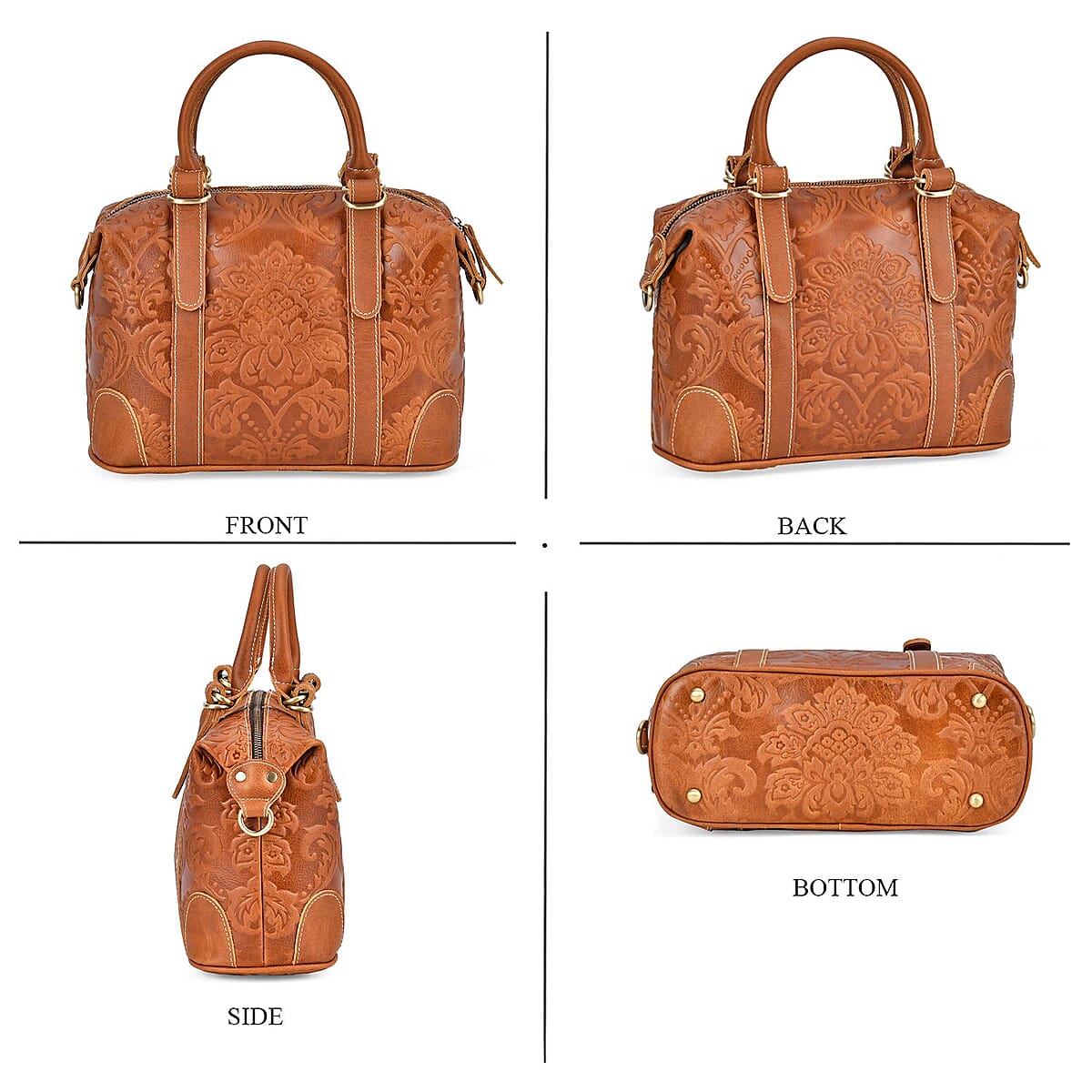 Italy Retro Noble Collection Brown Color Genuine Leather Crossbody Bag With Handle Drop and Shoulder Strap image number 3