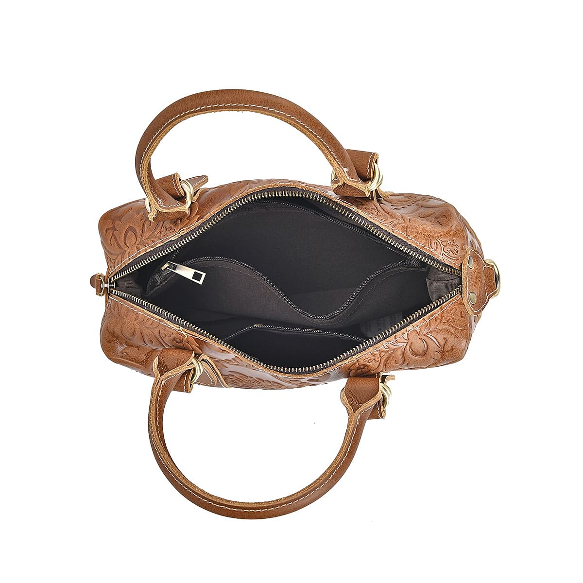 Italy Retro Noble Collection Brown Color Genuine Leather Crossbody Bag With Handle Drop and Shoulder Strap image number 4