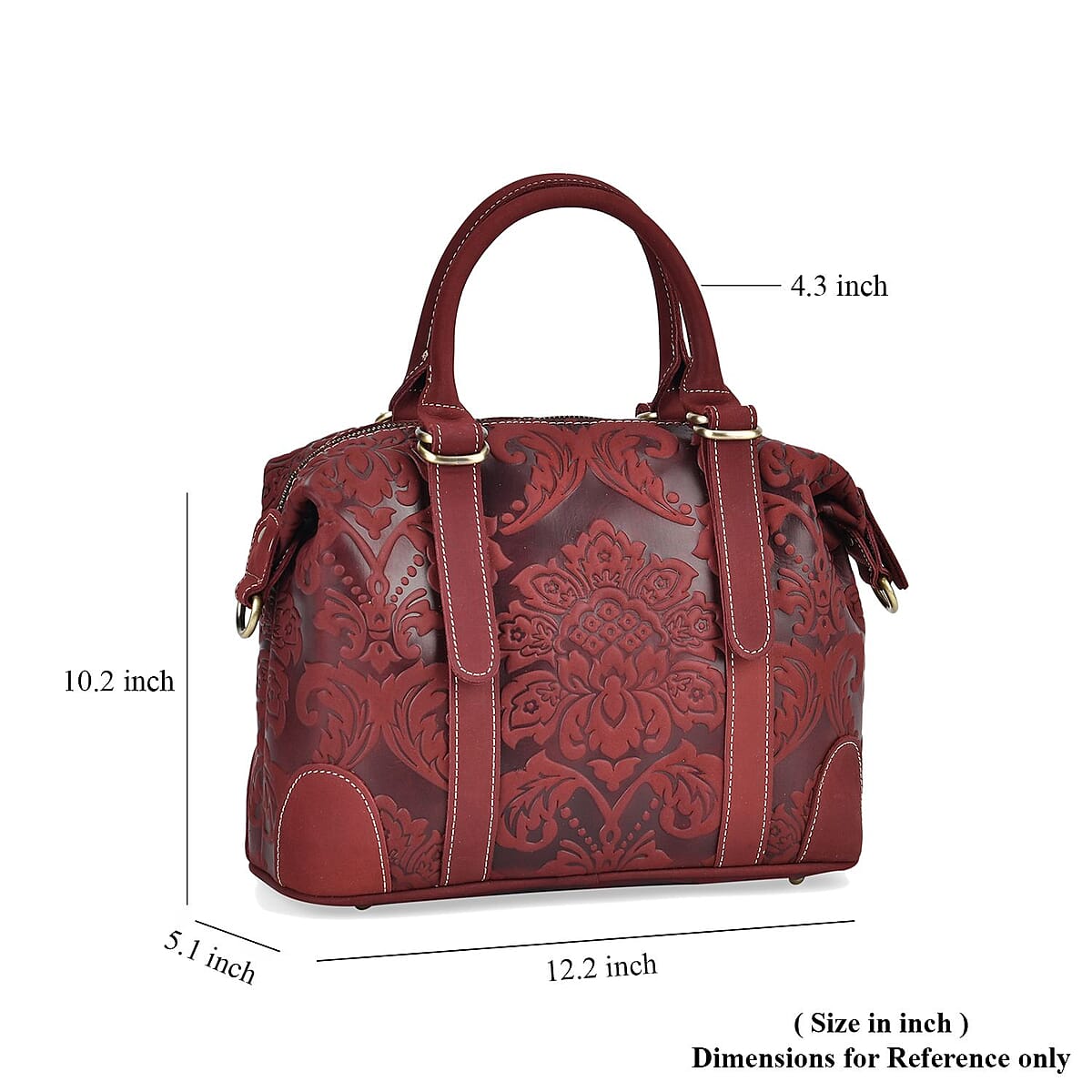 Italy Retro Noble Collection Burgundy Color Genuine Leather Crossbody Bag With Handle Drop and Shoulder Strap image number 6