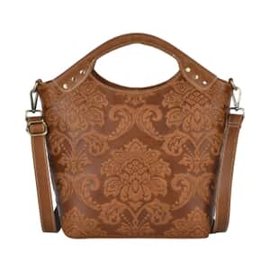 Italy Retro Noble Collection Brown Color Genuine Leather Crossbody Bag With Handle Drop and Shoulder Strap