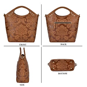 Italy Retro Noble Collection Brown Color Genuine Leather Crossbody Bag With Handle Drop and Shoulder Strap