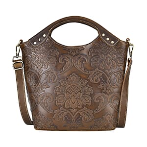 Italy Retro Noble Collection Coffee Color Genuine Leather Crossbody Bag With Handle Drop and Shoulder Strap