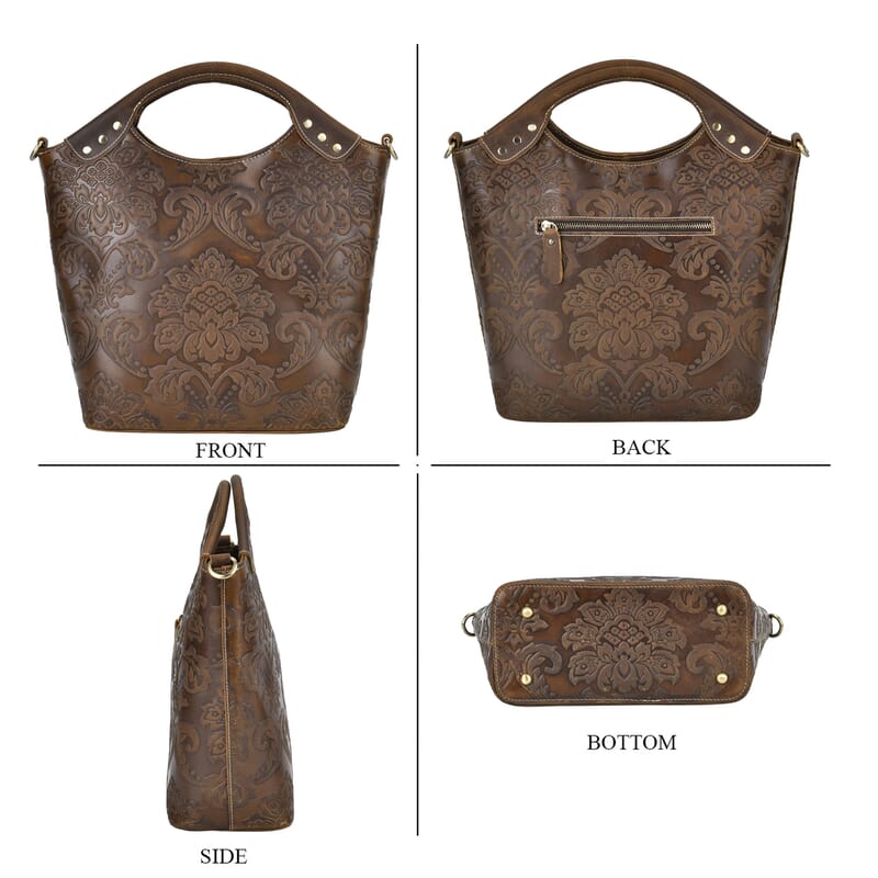 Italy Retro Noble Collection Coffee Color Genuine Leather Crossbody Bag With Handle Drop and Shoulder Strap