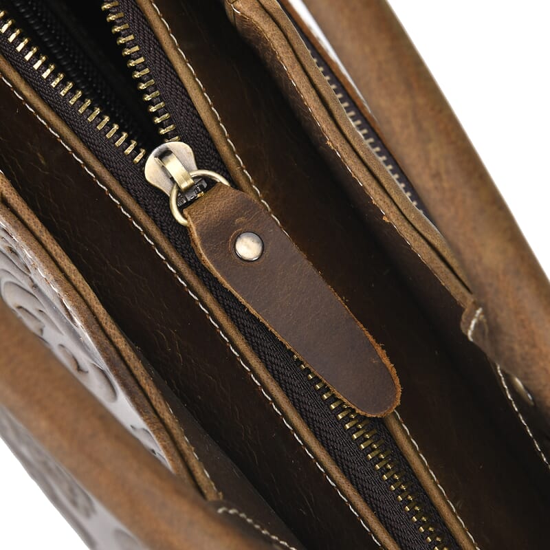Italy Retro Noble Collection Coffee Color Genuine Leather Crossbody Bag With Handle Drop and Shoulder Strap