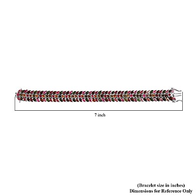 Multi-Tourmaline 3 Row Bracelet in Platinum Over Sterling Silver (6.50 In) 19.75 ctw