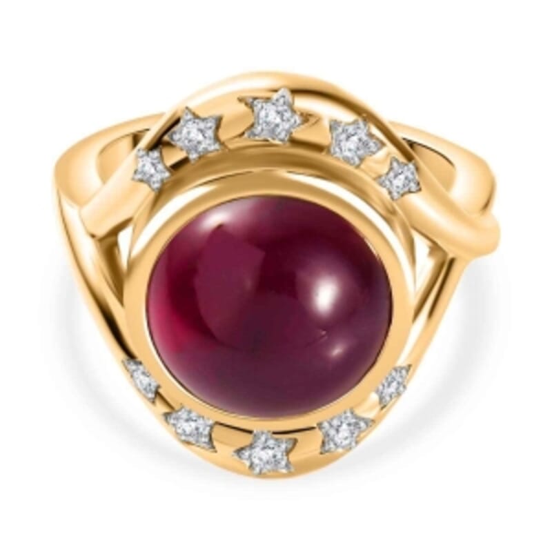 African Ruby and Multi Gemstone 11.40 ctw Ring in Vermeil YG Over Sterling Silver (Size 6.5)