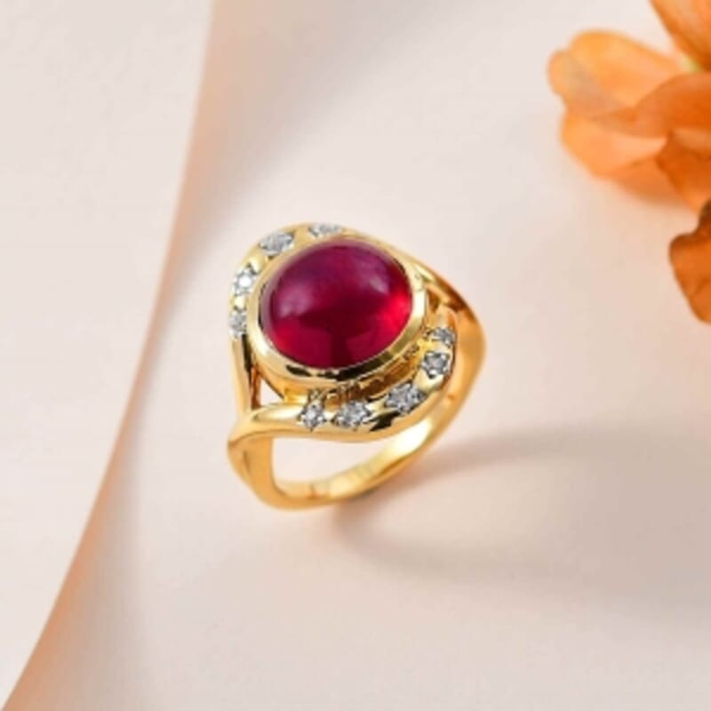 African Ruby and Multi Gemstone 11.40 ctw Ring in Vermeil YG Over Sterling Silver (Size 6.5)