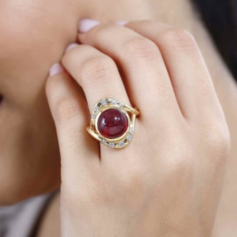 African Ruby and Multi Gemstone 11.40 ctw Ring in Vermeil YG Over Sterling Silver (Size 6.5)