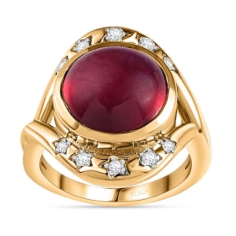 African Ruby and Multi Gemstone 11.40 ctw Ring in Vermeil YG Over Sterling Silver (Size 6.5)