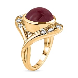 African Ruby and Multi Gemstone 11.40 ctw Ring in Vermeil YG Over Sterling Silver (Size 6.5)