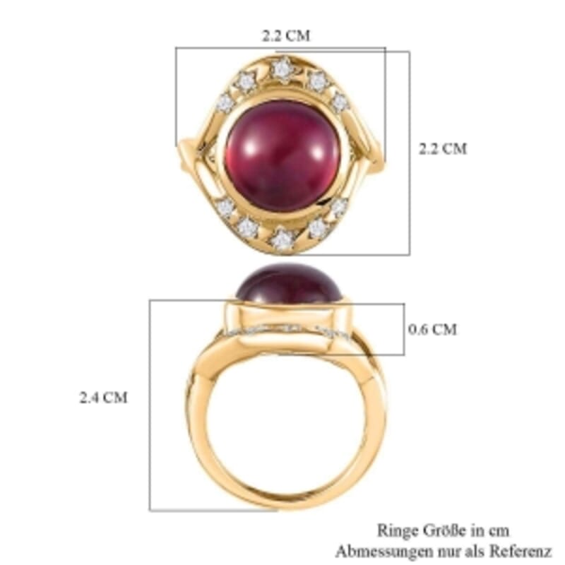African Ruby and Multi Gemstone 11.40 ctw Ring in Vermeil YG Over Sterling Silver (Size 6.5)