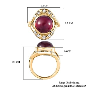 GP Niassa Ruby (FF) and White Zircon 10.28 ctw Solitaire Ring in Vermeil Yellow Gold Over Sterling Silver (Size 8.0) (8.58 g)
