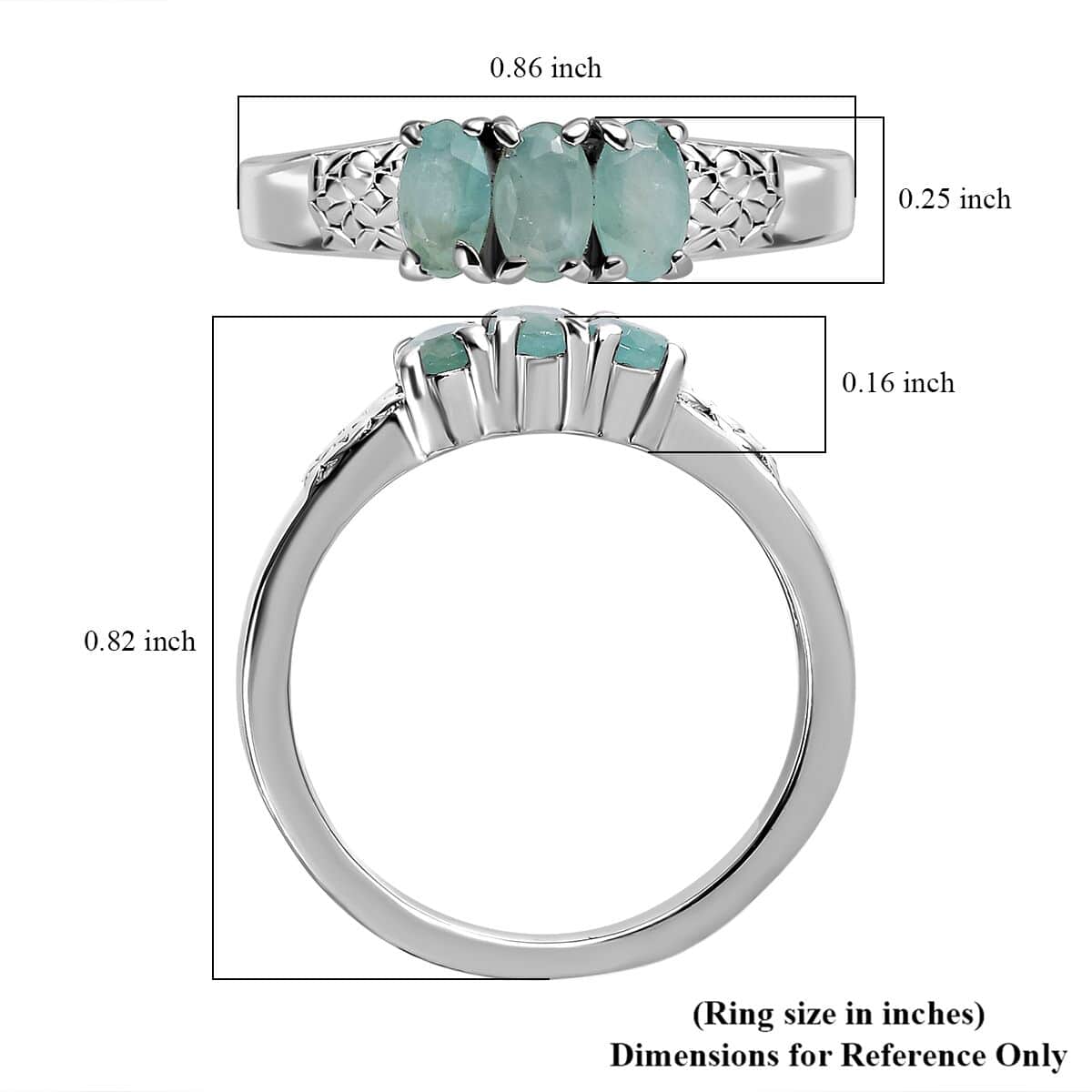 Grandidierite 3 Stone Ring in Stainless Steel (Size 10.0) 0.70 ctw image number 5