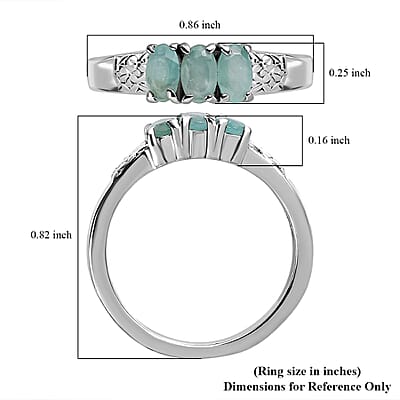 Grandidierite 3 Stone Ring in Stainless Steel (Size 10.0) 0.70 ctw