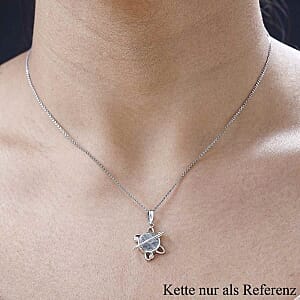 Meteorite and White Zircon Fancy 7.22 ctw Pendant in Platinum Over Sterling Silver