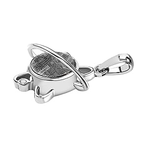 Meteorite and White Zircon Fancy 7.22 ctw Pendant in Platinum Over Sterling Silver