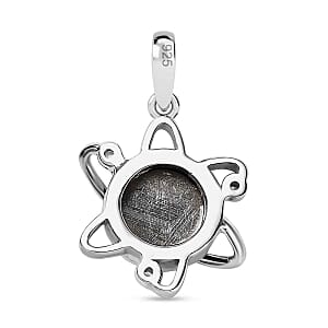 Meteorite and White Zircon Fancy 7.22 ctw Pendant in Platinum Over Sterling Silver