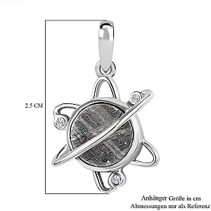 Meteorite and White Zircon Fancy 7.22 ctw Pendant in Platinum Over Sterling Silver