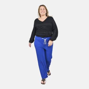 Tamsy Set of 2 Black and Blue Textured Knit Pant - One Size Fits Most