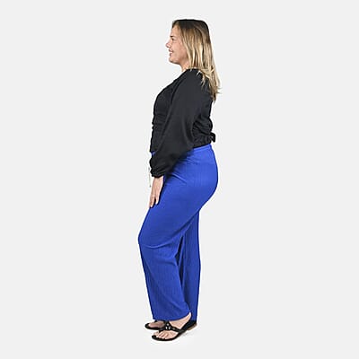 Tamsy Set of 2 Black and Blue Textured Knit Pant - One Size Fits Most