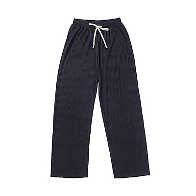 Tamsy Set of 2 Black and Blue Textured Knit Pant - One Size Fits Most
