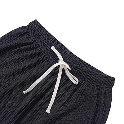 Tamsy Set of 2 Black and Blue Textured Knit Pant - One Size Fits Most