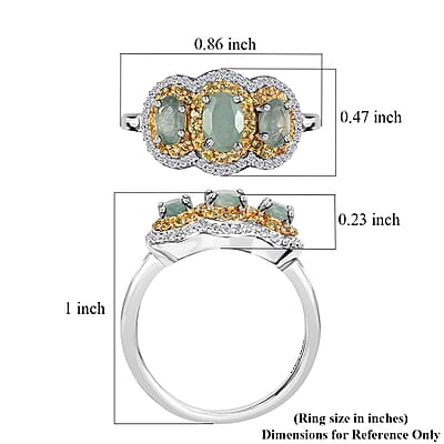 Grandidierite, Yellow Sapphire and White Zircon 1.70 ctw Triple Halo Ring in Platinum Over Sterling Silver (Size 10.0)