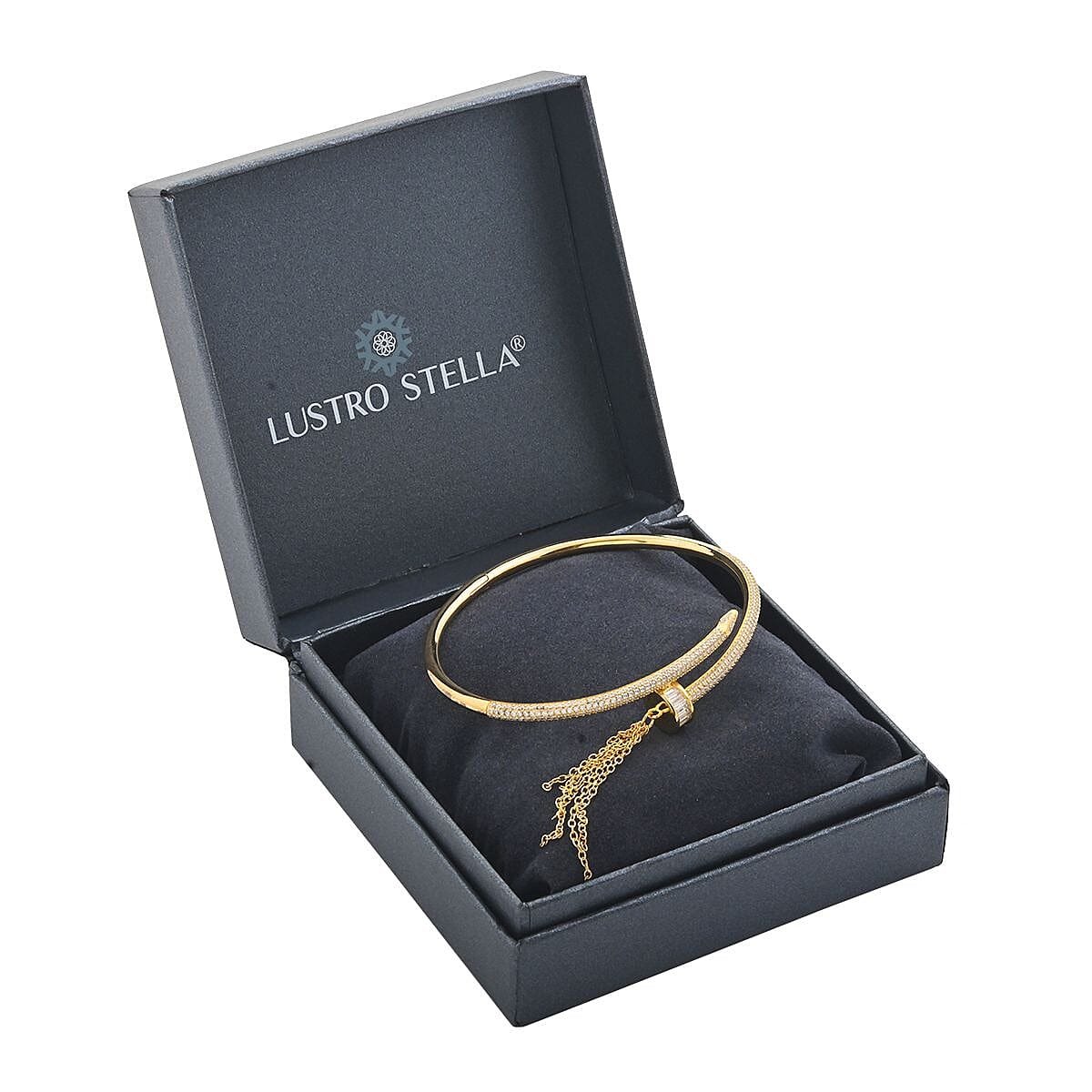 Buy Lustro Stella Finest CZ Nail Bangle Bracelet in 14K Yellow