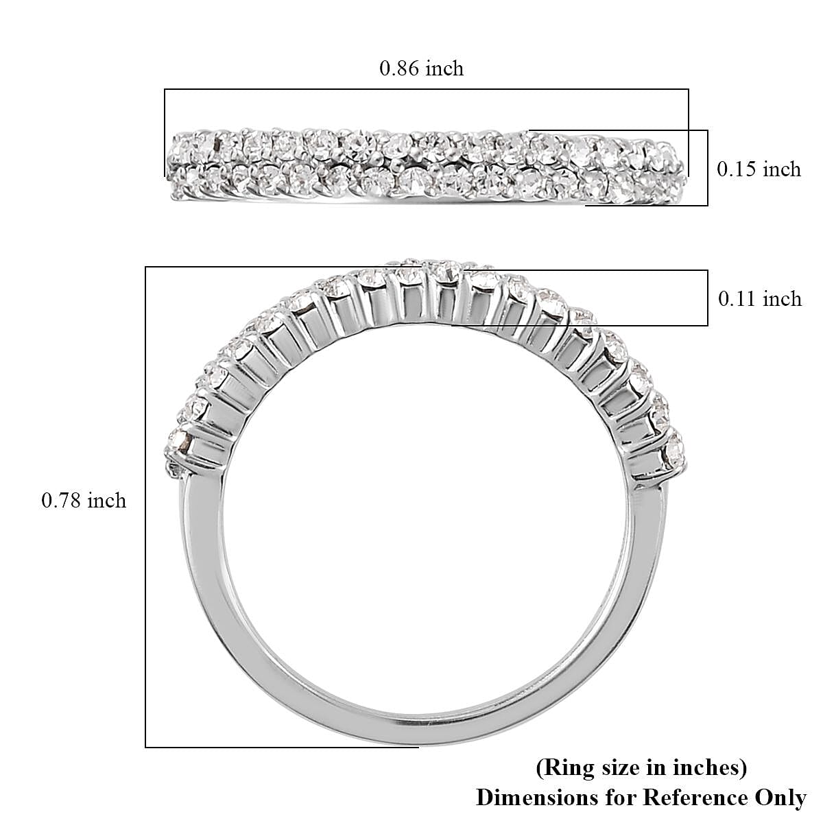 White Crystal Ring in Platinum Over Sterling Silver (Size 10.0) image number 5