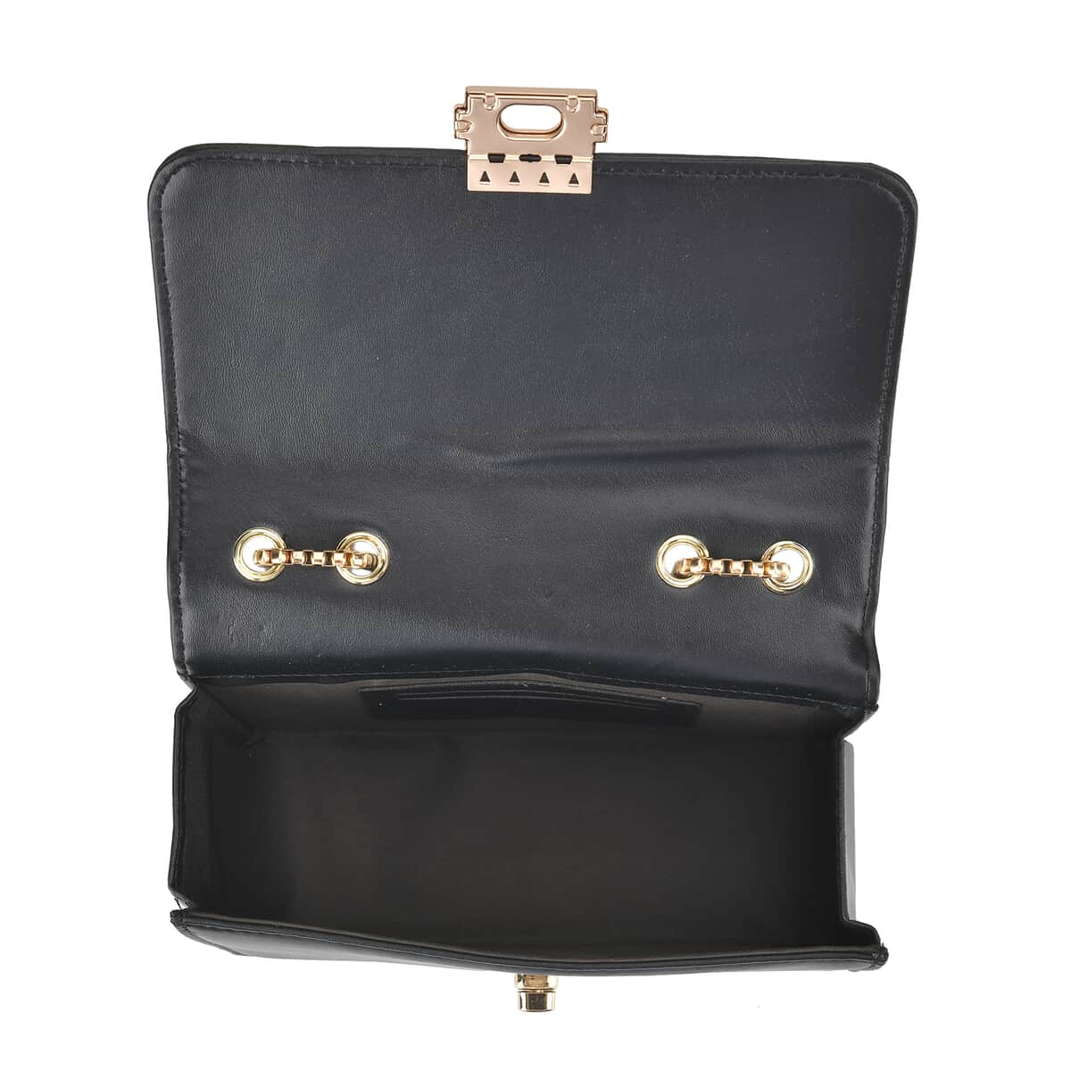 Set of 3 Black Faux Leather Clutch Bag (Size- S,M,L) with 48.8" Chain Strap (S-6.3"x4.3"x1.8") (M-7.5"x5.5"x2.4") (L-8.3"x6.3"x3.1") image number 3