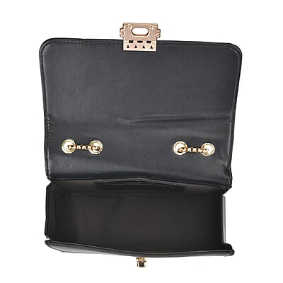 Set of 3 Black Faux Leather Clutch Bag (Size- S,M,L) with 48.8 Chain Strap