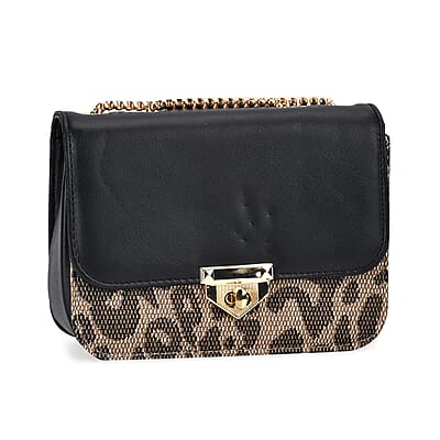 Set of 3 Black Faux Leather Clutch Bag (Size- S,M,L) with 48.8 Chain Strap