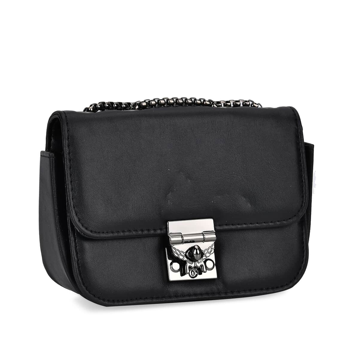 Set of 3 Black Faux Leather Clutch Bag (Size- S,M,L) with 48.8" Chain Strap (S-6.3"x4.3"x1.8") (M-7.5"x5.5"x2.4") (L-8.3"x6.3"x3.1") image number 8