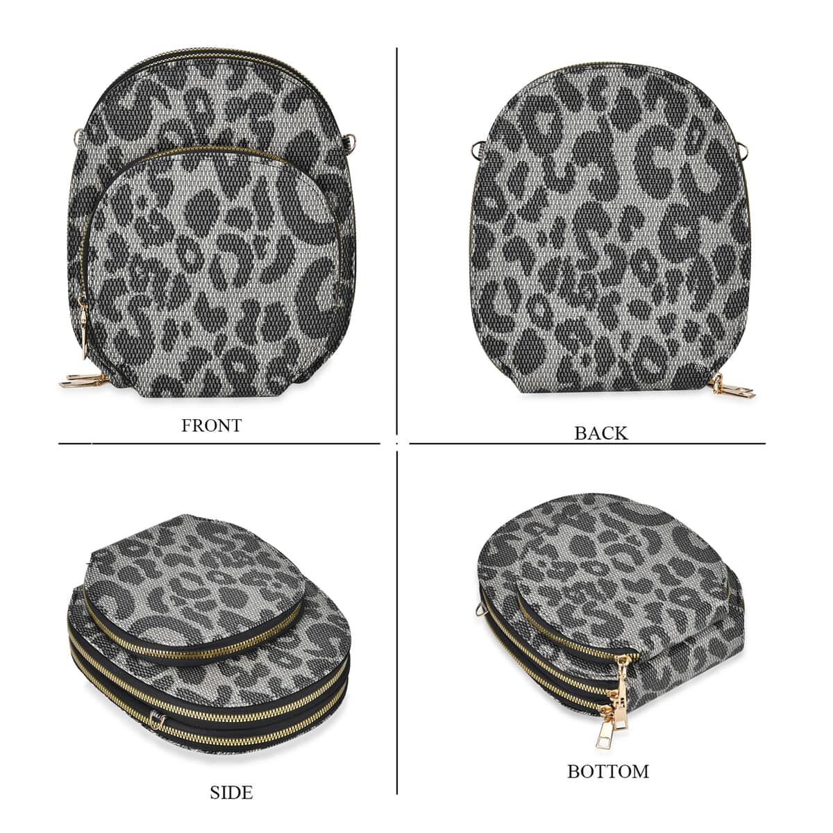 Black Leopard Faux Leather Crossbody Cell Phone Bag (7.9"x6.7"x2.8") with Long Strap image number 3