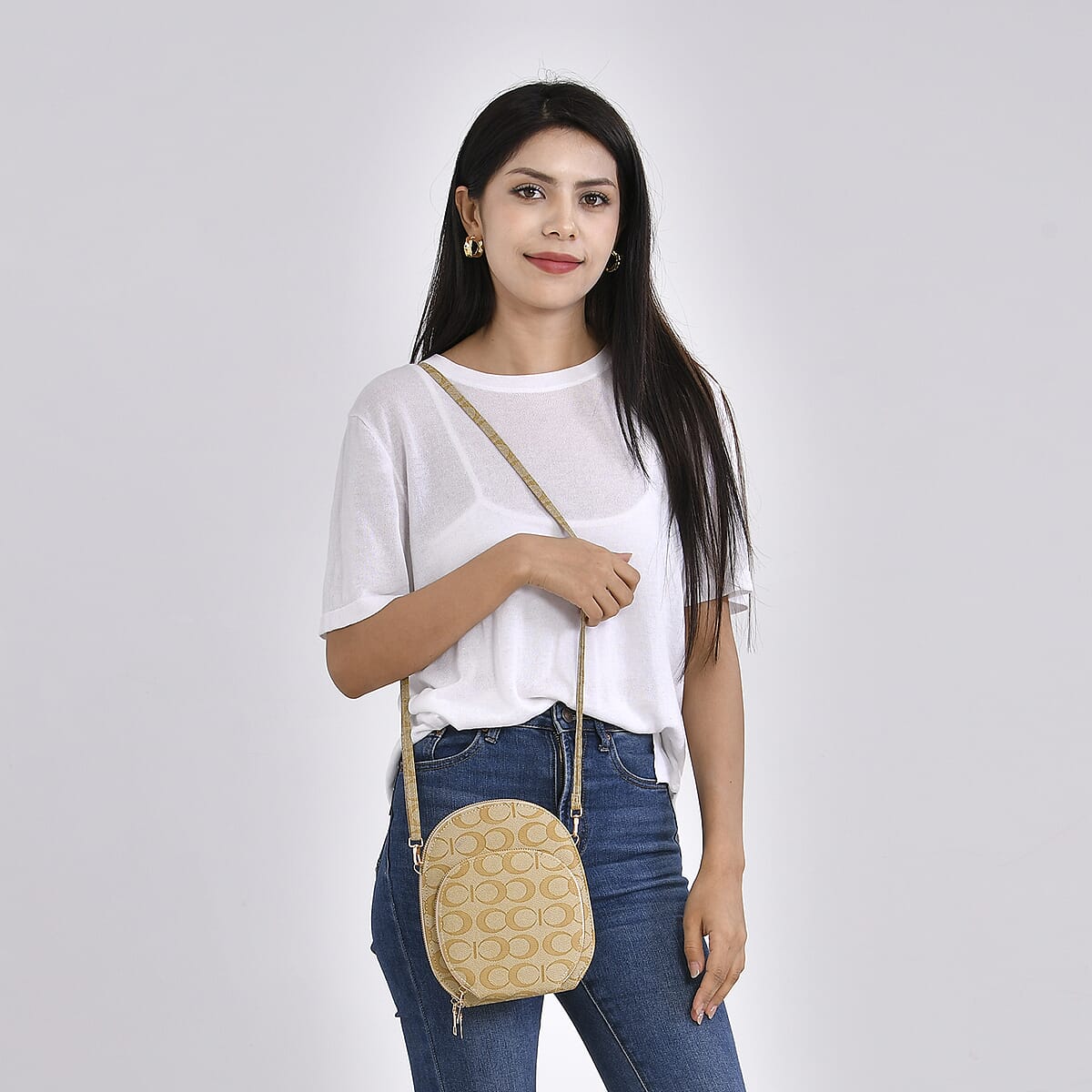 Yellow Faux Leather Crossbody Cell Phone Bag with Long Strap image number 1