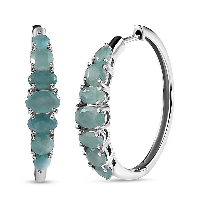 Grandidierite Hoop Earrings in Platinum Over Sterling Silver 3.65 ctw