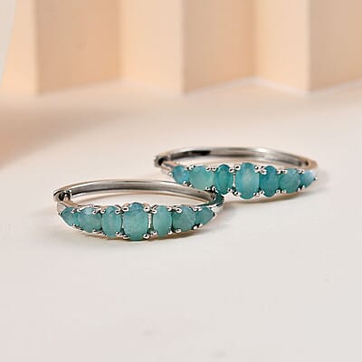Grandidierite Hoop Earrings in Platinum Over Sterling Silver 3.65 ctw