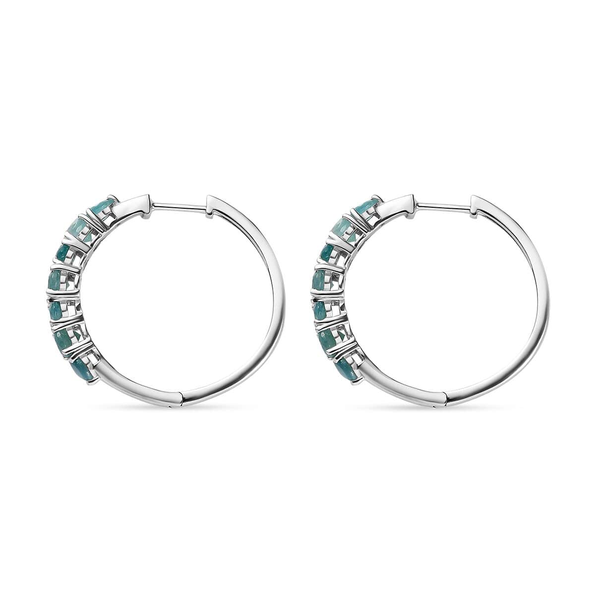 Grandidierite Hoop Earrings in Platinum Over Sterling Silver 3.65 ctw image number 3