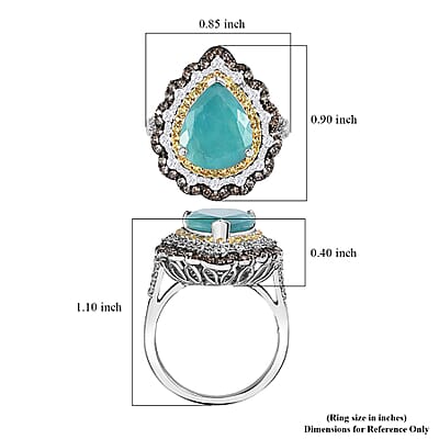 Grandidierite and Multi Gemstone Cocktail Ring in Platinum Over Sterling Silver (Size 10.0) 6.20 ctw