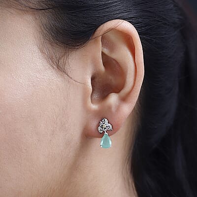 Grandidierite and Multi Gemstone Drop Earrings in Rhodium and Platinum Over Sterling Silver 2.50 ctw