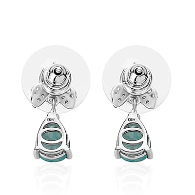 Grandidierite and Multi Gemstone Drop Earrings in Rhodium and Platinum Over Sterling Silver 2.50 ctw