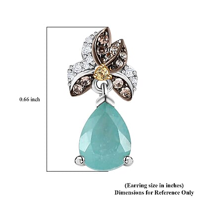 Grandidierite and Multi Gemstone Drop Earrings in Rhodium and Platinum Over Sterling Silver 2.50 ctw