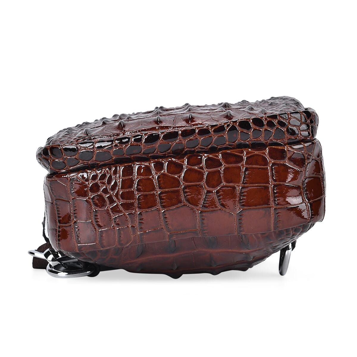 Brown Genuine Leather Croco Embossed Sling Bag image number 6