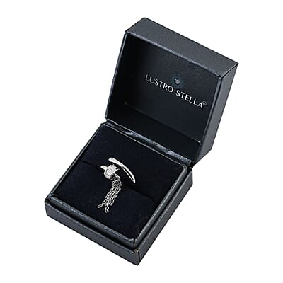 Lustro Stella Finest CZ Nail Ring in Rhodium Over Sterling Silver (Size 6.0)