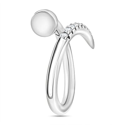 Lustro Stella Finest CZ Fashionable Nail Ring in Rhodium Over Sterling Silver (Size 6.0)