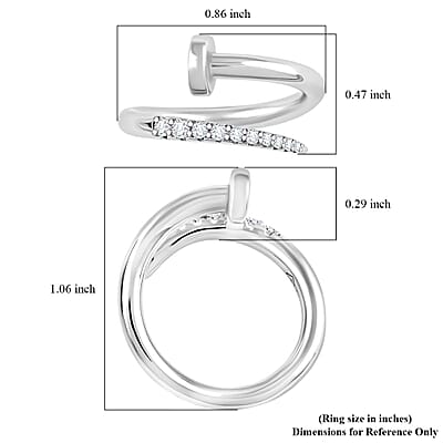 Lustro Stella Finest CZ Fashionable Nail Ring in Rhodium Over Sterling Silver (Size 6.0)